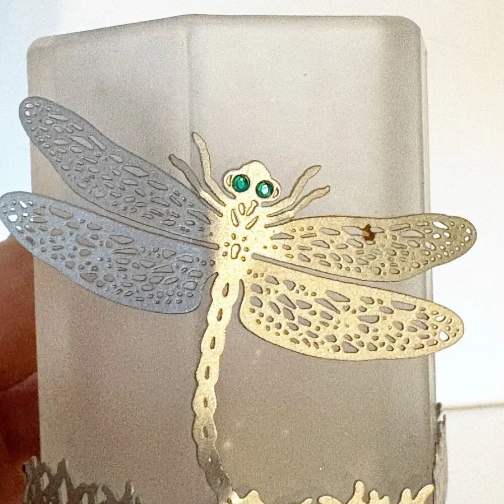PartyLite Dragonfly Votive Tealight Candle Holder (P7234) Frosted Glass 2.5X3 - Picture 2 of 9